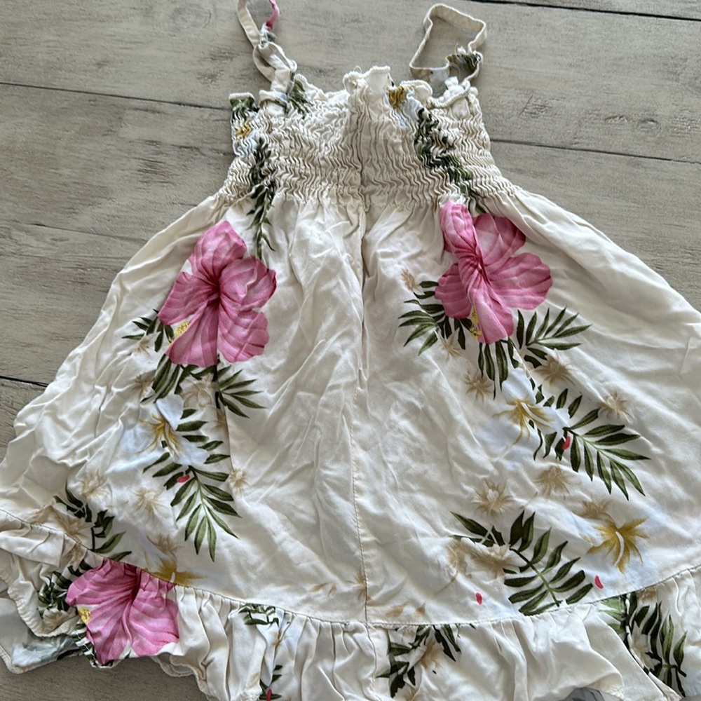 Floral Kids Casual Dress - Pink and White - Picture 6 of 6